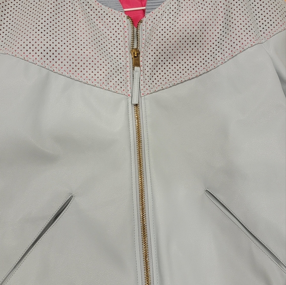 TOPSHOP  NEW  $110 Idol Perforated Faux Leather Bomber Jacket in Blue in size 4 - Picture 10 of 12